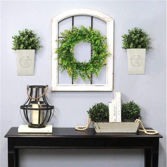 Set of 2Farmhouse Metal Wall Planter,Rustic Wall Decor Country Hanging Wall Vase - Picture 2 of 7